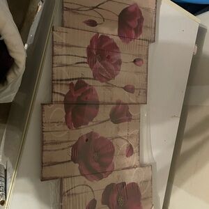 Floral Wall Art Decor with Pink Flowers
